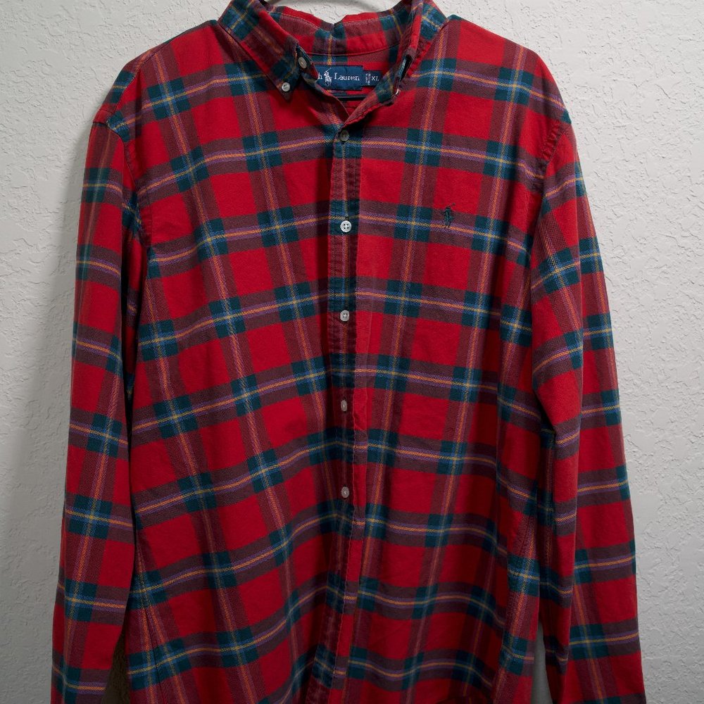 VTG Red Polo Ralph Lauren Button Down Sz XL